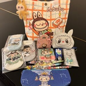 💝Labubu Orange & White Check Kids Accessories Bag Set 💝